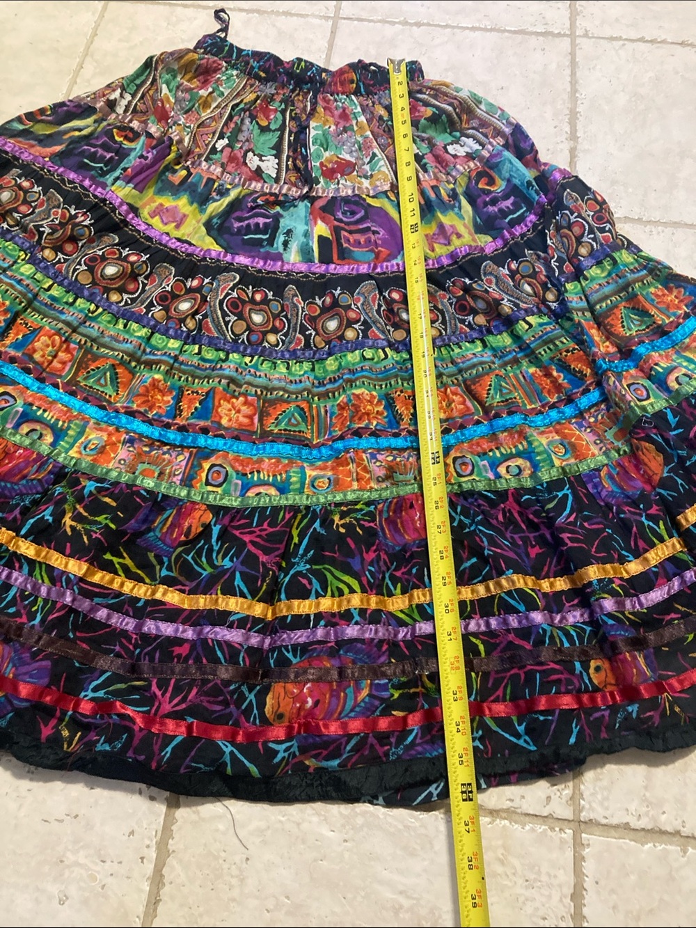 Vintage Soft Surroundings boho gypsy Kamala jungle print maxi skirt 100 cotton M - Picture 5 of 5
